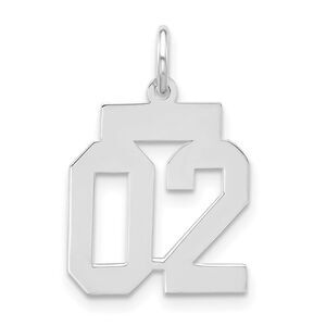 Sterling Silver, Athletic Collection, Small Polished Number 02 Pendant